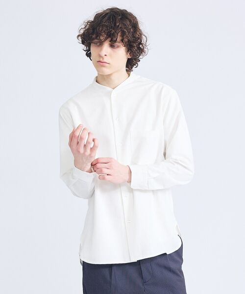 ABAHOUSE / アバハウス シャツ・ブラウス | デニムライク シャンブレー カラーレスシャツ / バンドカラーシャツ / 変形襟 | 詳細9