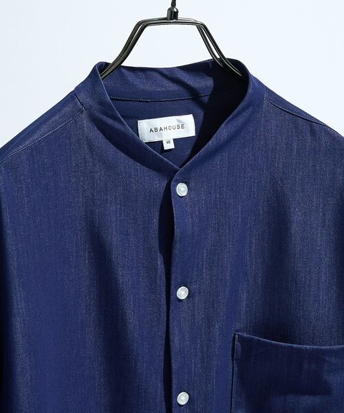 ABAHOUSE / アバハウス シャツ・ブラウス | デニムライク シャンブレー カラーレスシャツ / バンドカラーシャツ / 変形襟 | 詳細23