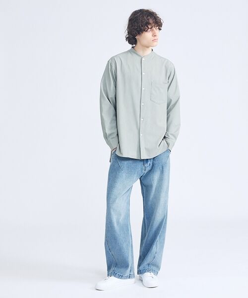 ABAHOUSE / アバハウス シャツ・ブラウス | デニムライク シャンブレー カラーレスシャツ / バンドカラーシャツ / 変形襟 | 詳細24