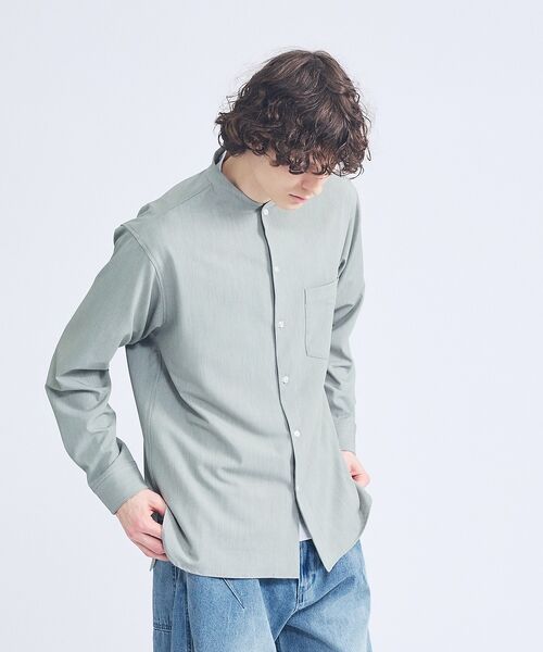 ABAHOUSE / アバハウス シャツ・ブラウス | デニムライク シャンブレー カラーレスシャツ / バンドカラーシャツ / 変形襟 | 詳細30