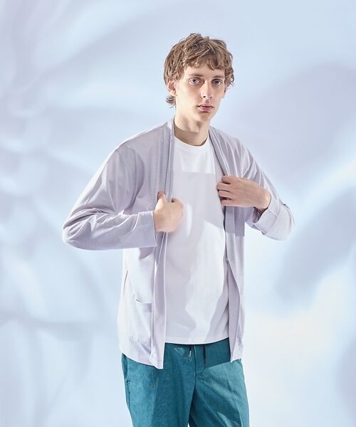 ABAHOUSE / アバハウス カーディガン・ボレロ | 【定番/シアー素材】ストレッチ カノコ ワンボタン カーディガン | 詳細4