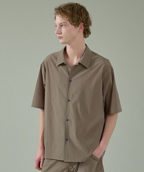 ABAHOUSE / アバハウス シャツ・ブラウス | 【セットアップ対応】ドットエアー オープンカラーシャツ / オーバーサイズ【予約(グレージュ)