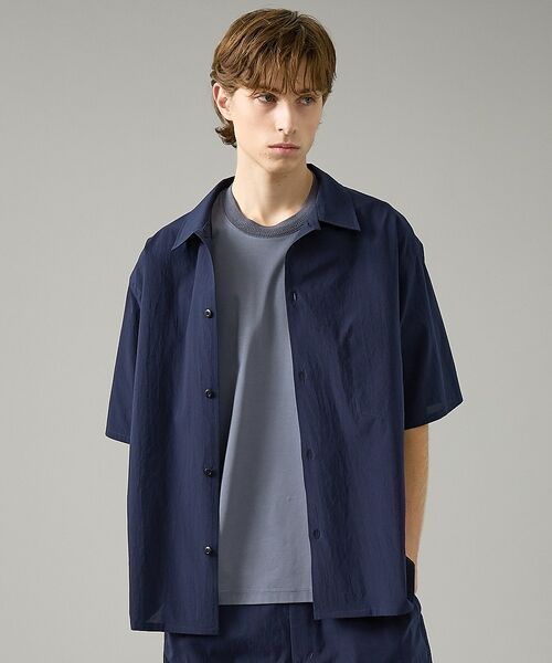 ABAHOUSE / アバハウス シャツ・ブラウス | 【セットアップ対応】ドットエアー オープンカラーシャツ / オーバーサイズ【予約(ネイビー)