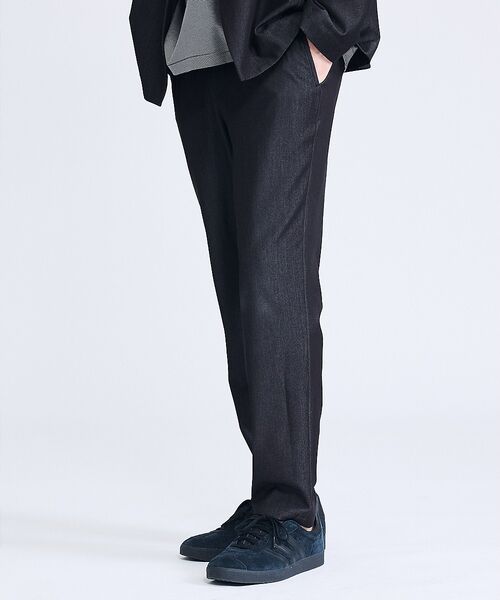 ABAHOUSE / アバハウス パンツ | 【セットアップ対応】デニムライクツイル テーパード イージーパンツ（ブラック）