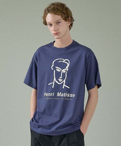 ABAHOUSE / アバハウス Tシャツ | 【Henri Matisse / アンリ・マティス】ラインアート グラフィック（インディゴ）