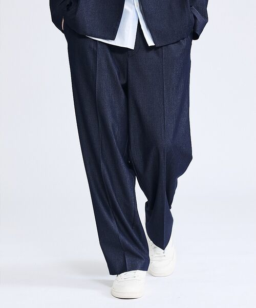 ABAHOUSE / アバハウス パンツ | 【セットアップ対応】デニムライクツイル ワイド イージーパンツ（インディゴ）