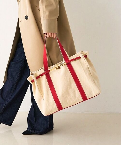 ABAHOUSE / アバハウス トートバッグ | キャンバス ベルトトートバッグ / Lサイズ / ユニセックス【CHIMÈRE/（レッド）