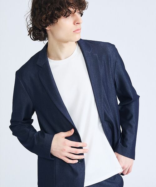 ABAHOUSE / アバハウス テーラードジャケット | 【セットアップ対応】デニムライクツイル シングルジャケット(インディゴ)