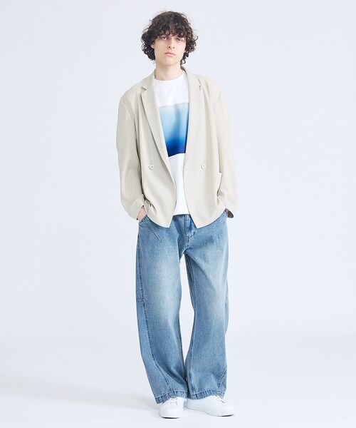 ABAHOUSE / アバハウス テーラードジャケット | 【セットアップ対応】デニムライクツイル ダブルジャケット | 詳細1