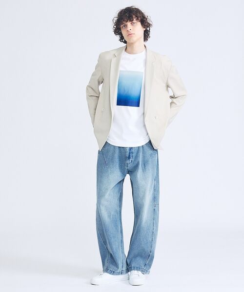 ABAHOUSE / アバハウス テーラードジャケット | 【セットアップ対応】デニムライクツイル ダブルジャケット | 詳細13