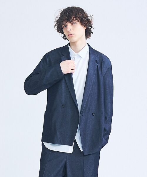 ABAHOUSE / アバハウス テーラードジャケット | 【セットアップ対応】デニムライクツイル ダブルジャケット（インディゴ）