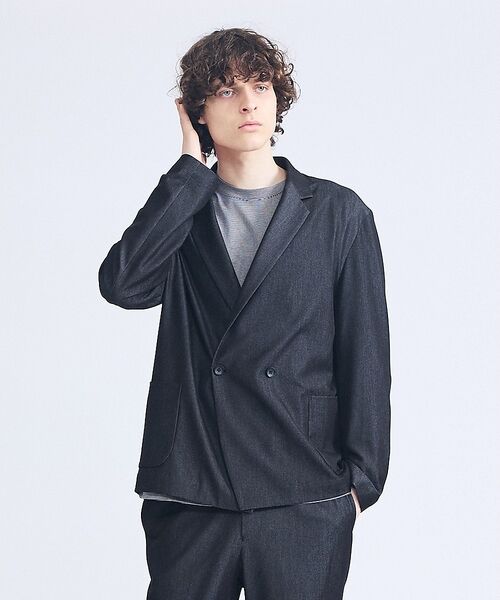 ABAHOUSE / アバハウス テーラードジャケット | 【セットアップ対応】デニムライクツイル ダブルジャケット（ブラック）