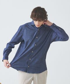 ABAHOUSE / アバハウス シャツ・ブラウス | 【ON/OFF兼用】ストライプ＆デニムライク　360°ストレッチ ワイドカラーシ