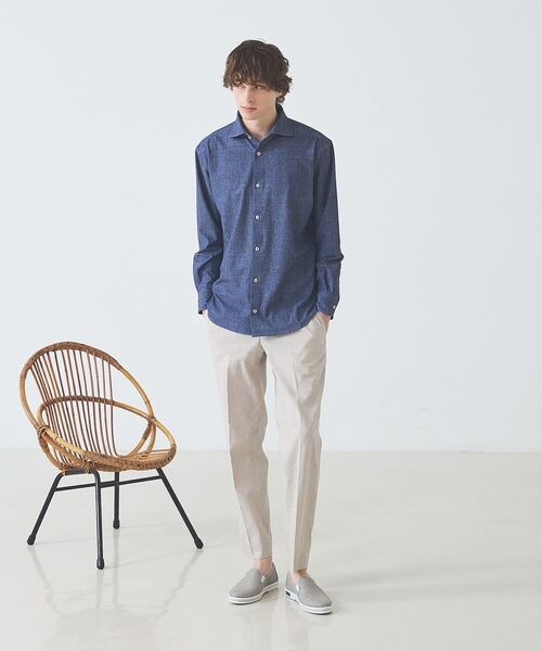 ABAHOUSE / アバハウス シャツ・ブラウス | 【ON/OFF兼用】ストライプ＆デニムライク　360°ストレッチ ワイドカラーシ | 詳細13