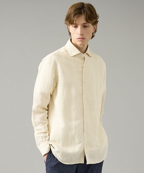 ABAHOUSE / アバハウス シャツ・ブラウス | 【BIO加工】リネンブレンド レギュラーフィットシャツ【予約】(オフホワイト)
