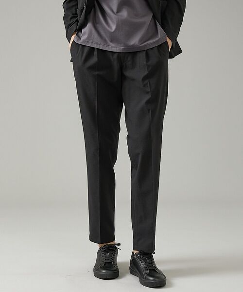 ABAHOUSE / アバハウス パンツ | 【セットアップ対応】SOLOTEX シアサッカー イージースラックス / ストレ（ブラック）