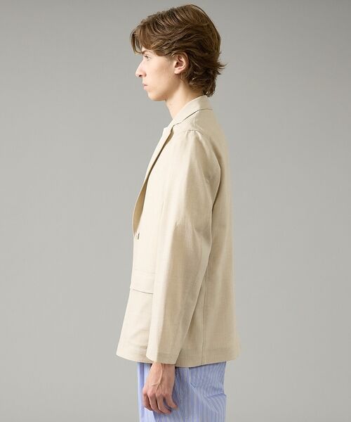 ABAHOUSE / アバハウス ノーカラージャケット | カレンダー加工 リネンライク サマージャケット/ 軽量 ストレッチ【予約】 | 詳細2