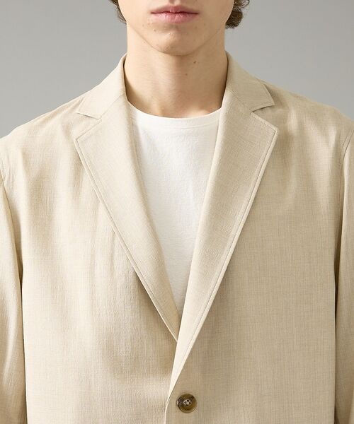 ABAHOUSE / アバハウス ノーカラージャケット | カレンダー加工 リネンライク サマージャケット/ 軽量 ストレッチ【予約】 | 詳細4