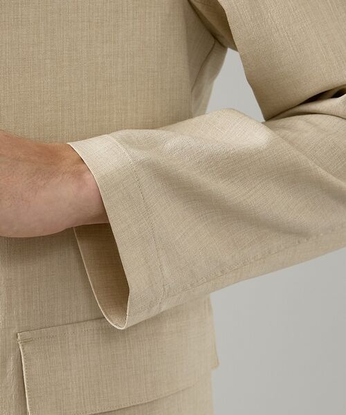 ABAHOUSE / アバハウス ノーカラージャケット | カレンダー加工 リネンライク サマージャケット/ 軽量 ストレッチ【予約】 | 詳細5