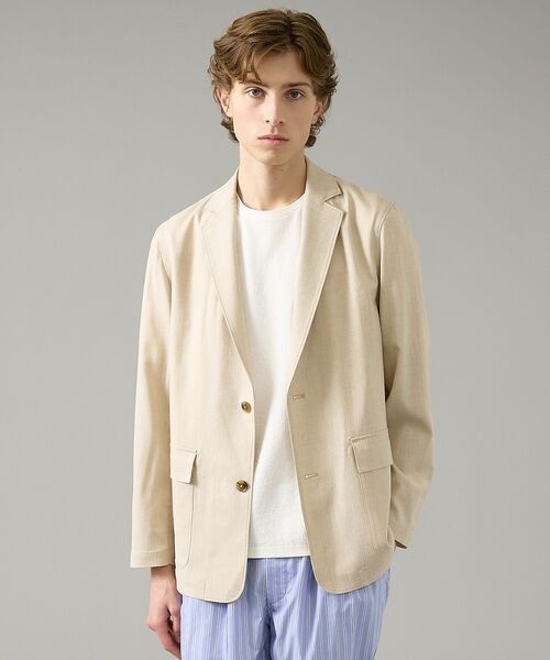 ABAHOUSE / アバハウス ノーカラージャケット | カレンダー加工 リネンライク サマージャケット/ 軽量 ストレッチ【予約】 | 詳細9