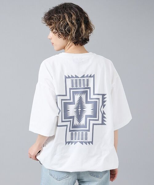 ABAHOUSE / アバハウス Tシャツ | 【PENDLETON/ペンドルトン】カルキュロ バックプリント 半袖Tシャツ /（オフホワイト）