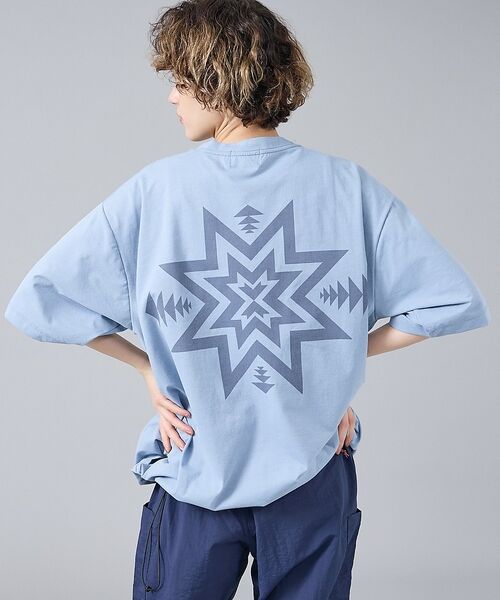 ABAHOUSE / アバハウス Tシャツ | 【PENDLETON/ペンドルトン】カルキュロ バックプリント 半袖Tシャツ /（サックスブルー）