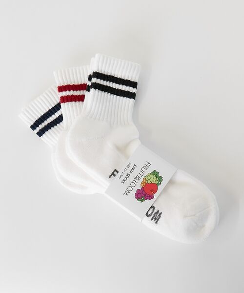 ABAHOUSE / アバハウス ソックス | 【FRUIT OF THE LOOM/フルーツ・オブ・ザ・ルーム】3P　2ライン | 詳細1