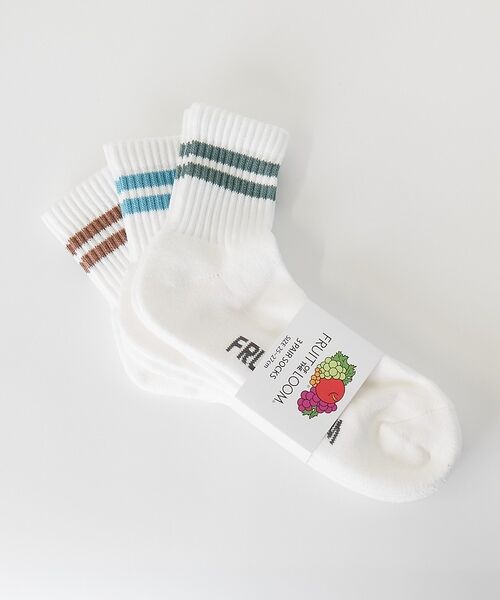 ABAHOUSE / アバハウス ソックス | 【FRUIT OF THE LOOM/フルーツ・オブ・ザ・ルーム】3P　2ライン（ホワイト系その他2）