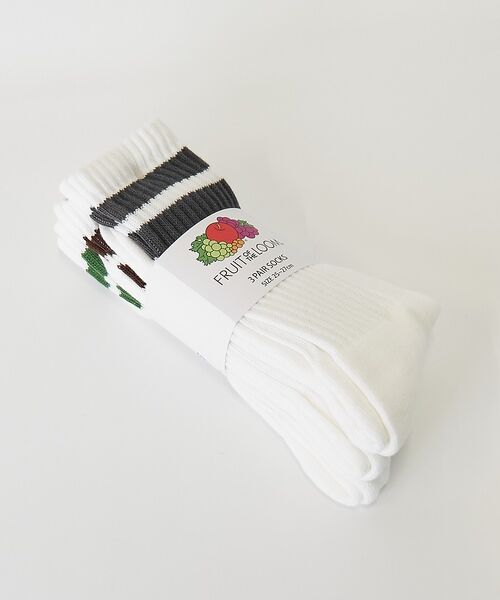 ABAHOUSE / アバハウス ソックス | 【FRUIT OF THE LOOM/フルーツ・オブ・ザ・ルーム】 3P2ライン（ホワイト系その他2）