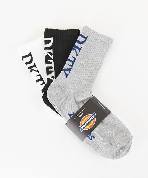 ABAHOUSE / アバハウス ソックス | 【Dickies / ディッキーズ】3P縦ロゴソックス/3足パック縦ロゴデザイン（ホワイト系その他1）