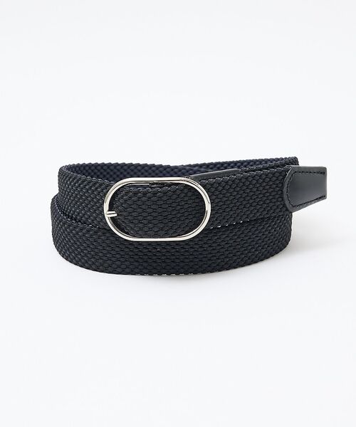 ABAHOUSE / アバハウス ベルト・サスペンダー | 【ABAHOUSE　les essentiels】リバーシブルゴムメッシュベルト（ブラック）