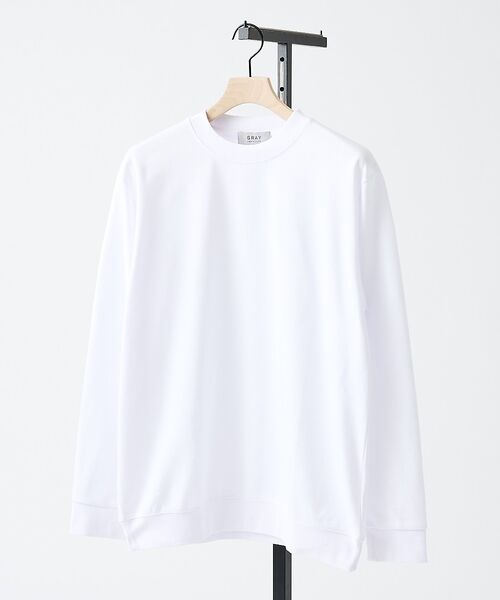 ABAHOUSE / アバハウス Tシャツ | 【SMART CLOSET】シルキータッチ モックネック 長袖Tシャツ（ホワイト）