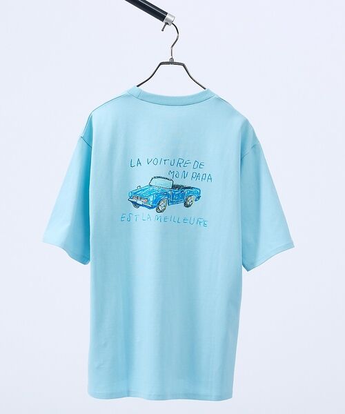 ABAHOUSE / アバハウス Tシャツ | HAND DRAWN ART – CAR Tシャツ / バックプリントTシャツ【（サックスブルー）