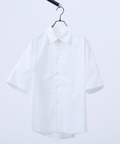 ABAHOUSE / アバハウス シャツ・ブラウス | ストレッチコットン レギュラーカラー リラックス半袖シャツ / オーバーサイズ【（ホワイト）