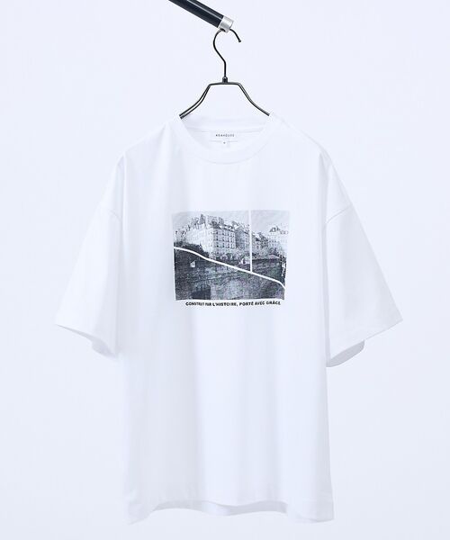 ABAHOUSE / アバハウス Tシャツ | PARIS BACK ALLEY フォトプリント 半袖Tシャツ / オーバーサイ（ホワイト系その他1）
