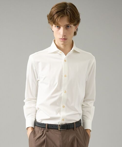 ABAHOUSE / アバハウス シャツ・ブラウス | 【ON/OFF兼用】SOLOTEXコットン 36ゲージ モクロディ ストレッチシ（ホワイト）