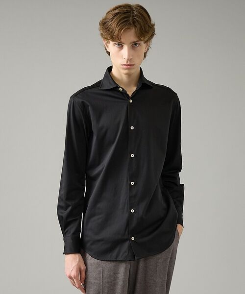 ABAHOUSE / アバハウス シャツ・ブラウス | 【ON/OFF兼用】SOLOTEXコットン 36ゲージ モクロディ ストレッチシ（ブラック）
