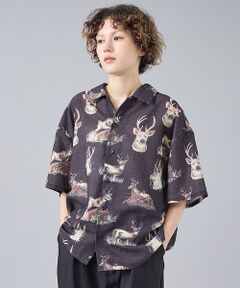 ABAHOUSE / アバハウス シャツ・ブラウス | 【Revo. / レヴォ】TH-4109 アニマルパターン 半袖シャツ / ユニ