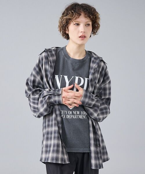 ABAHOUSE / アバハウス シャツ・ブラウス | 【Revo. / レヴォ】TH-4105 オンブレチェック 長袖シャツ / ユニ（ブラック）