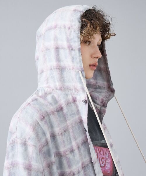 ABAHOUSE / アバハウス シャツ・ブラウス | 【Revo. / レヴォ】TH-4115 ブリーチ加工 フード チェック長袖シャ | 詳細13