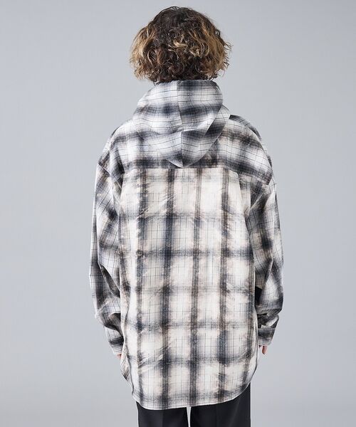 ABAHOUSE / アバハウス シャツ・ブラウス | 【Revo. / レヴォ】TH-4115 ブリーチ加工 フード チェック長袖シャ | 詳細6