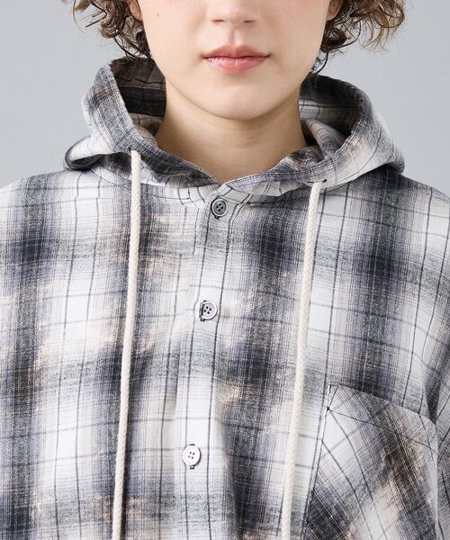 ABAHOUSE / アバハウス シャツ・ブラウス | 【Revo. / レヴォ】TH-4115 ブリーチ加工 フード チェック長袖シャ | 詳細7