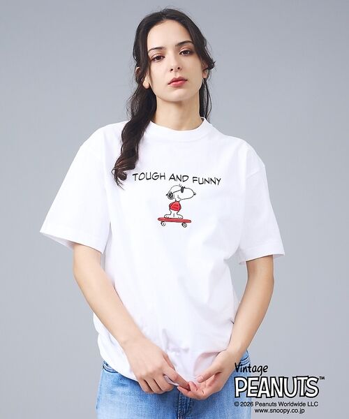 ABAHOUSE / アバハウス Tシャツ | 【PEANUTS x BEEFY-T】クルーネック半袖Tシャツ / 26SS /（オフホワイト）