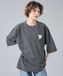 ABAHOUSE / アバハウス Tシャツ | 【Revo. / レヴォ】TH-3786-A ハートエンブロイ ピグメント加工