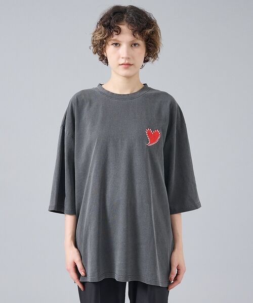 ABAHOUSE / アバハウス Tシャツ | 【Revo. / レヴォ】TH-3786-A ハートエンブロイ ピグメント加工 | 詳細3