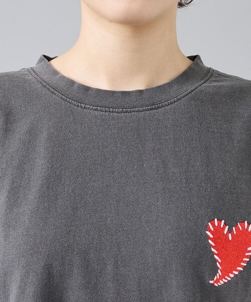 ABAHOUSE / アバハウス Tシャツ | 【Revo. / レヴォ】TH-3786-A ハートエンブロイ ピグメント加工 | 詳細6