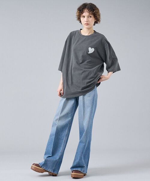 ABAHOUSE / アバハウス Tシャツ | 【Revo. / レヴォ】TH-3786-A ハートエンブロイ ピグメント加工 | 詳細11