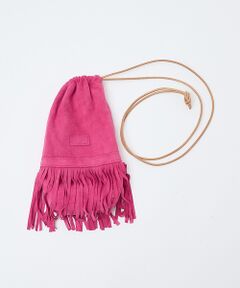 ABAHOUSE / アバハウス ショルダーバッグ | 【1/2HALF / ハーフ】ラムスェード 巾着ショルダー フリンジ ミニショル