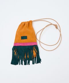 ABAHOUSE / アバハウス ショルダーバッグ | 【1/2HALF / ハーフ】ラムスェード 巾着ショルダー フリンジ ミニショル