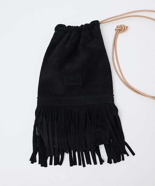 ABAHOUSE / アバハウス ショルダーバッグ | 【1/2HALF / ハーフ】ラムスェード 巾着ショルダー フリンジ ミニショル | 詳細1